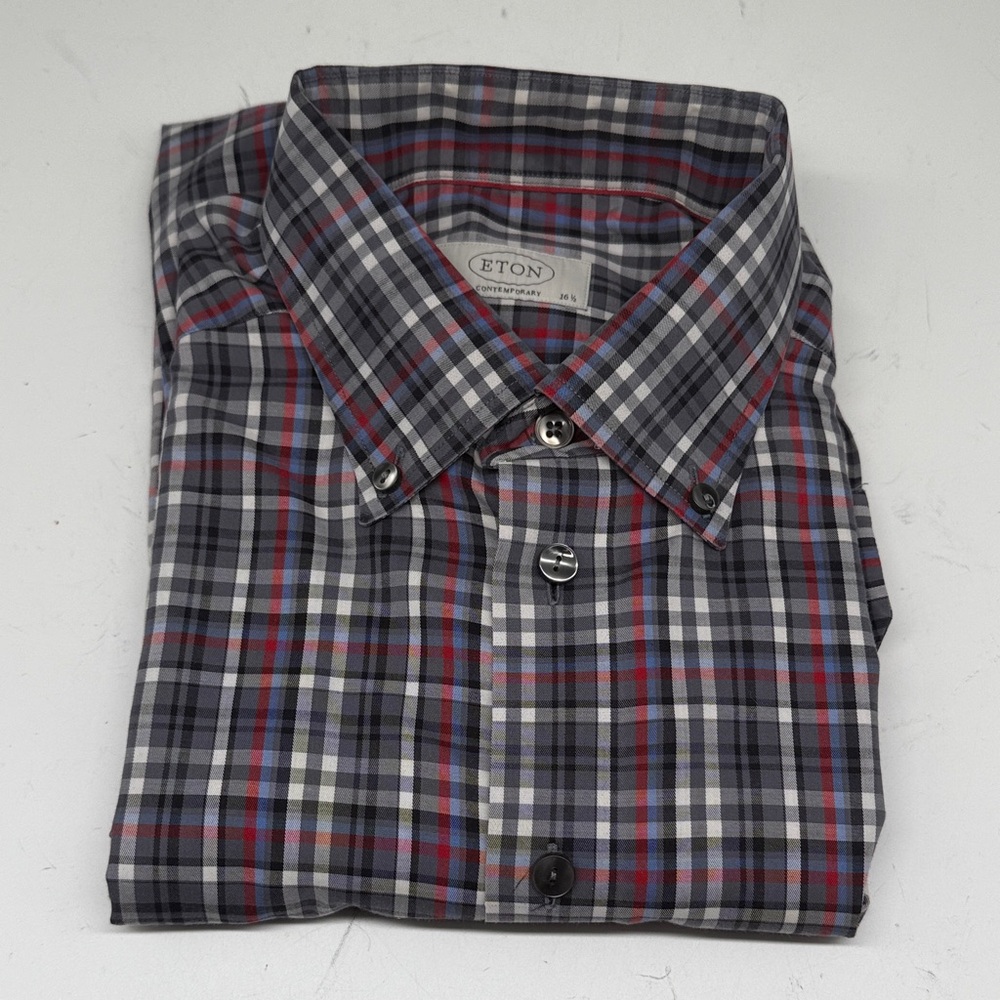 Eton Men's Checkered Shirt - Black, Gray, Red